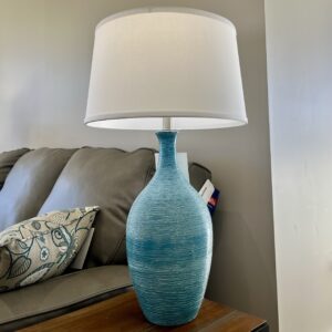 Medallion Spun Sky Blue Table Lamp