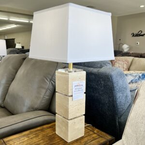 Medallion Travertina Cavity Stone Table Lamp